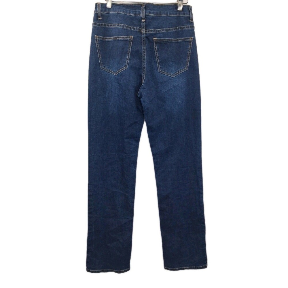 Bebe The Bling String Pearl Embellished Straight Leg Jeans Indigo Wash Size 6 - Picture 9 of 16